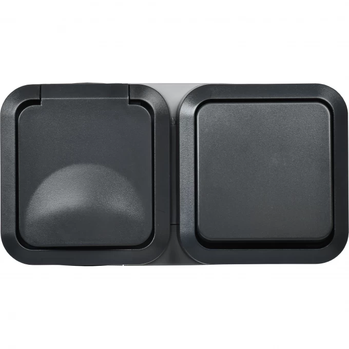 Блок розетка + выключатель горизонтальный IEK TORS 16А IP55 графит TS-G10-6-55-V-K53 Блок розетка + выключатель горизонтальный IEK TORS 16А IP55 графит TS-G10-6-55-V-K53