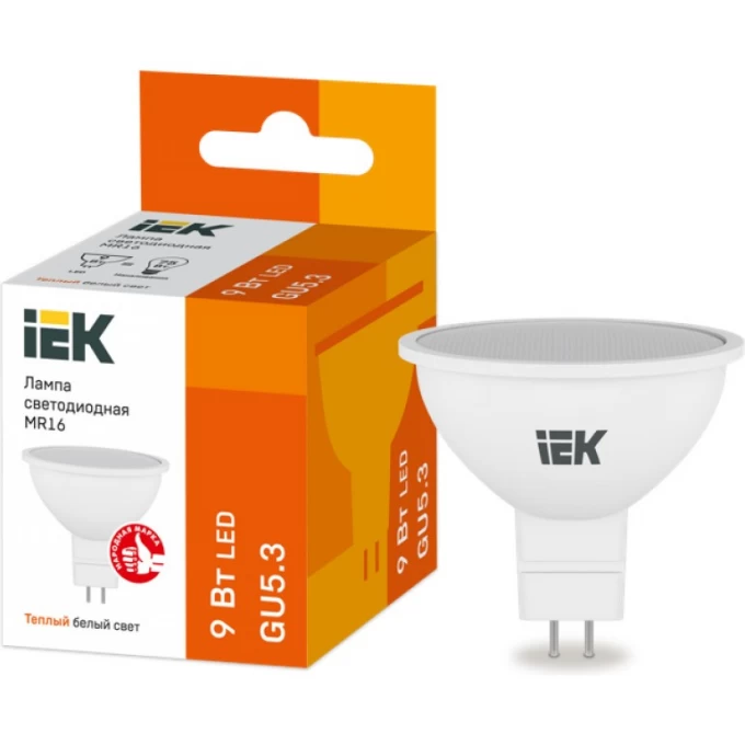 Лампа светодиодная IEK MR16 софит 9Вт 230В 3000К GU5.3 - LLE-MR16-9-230-30-GU5 Лампа светодиодная IEK MR16 софит 9Вт 230В 3000К GU5.3 - LLE-MR16-9-230-30-GU5