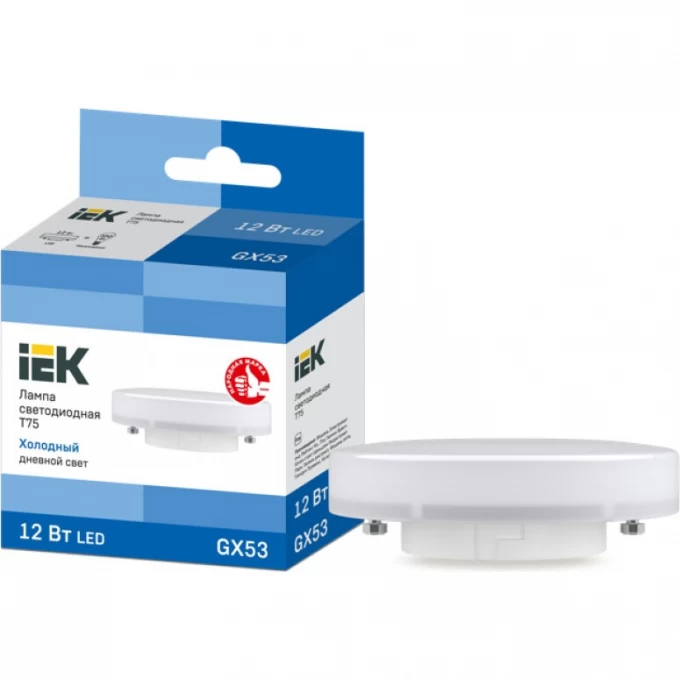 Лампа светодиодная IEK T75 таблетка 12Вт 230В 6500К GX53 - LLE-T80-12-230-65-GX53 Лампа светодиодная IEK T75 таблетка 12Вт 230В 6500К GX53 - LLE-T80-12-230-65-GX53