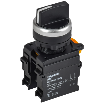 Переключатель на 3 положения возвратный IEK MASTER MI-SW60-20X33-5-24-3-K02 2NO чёрный