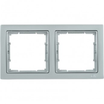 Рамка 2-местная квадратная IEK РУ-2-БС BOLERO Q1 серебряный - EMB22-K23-Q1