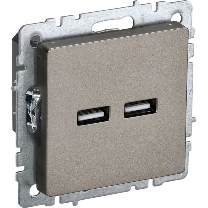 Розетка BRITE IEK USB A+A 3.1А РЮ10-1-БрШ шампань BR-U21-D31-K37 Розетка BRITE IEK USB A+A 3.1А РЮ10-1-БрШ шампань BR-U21-D31-K37