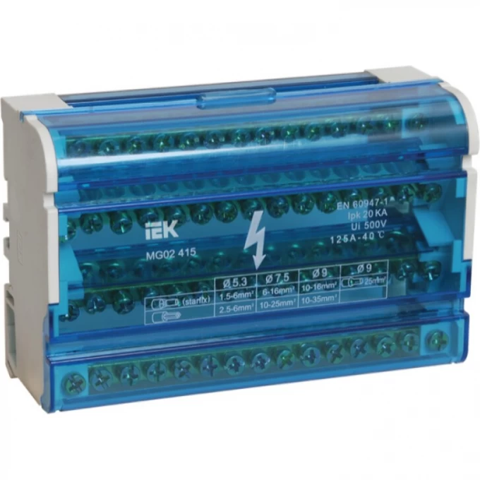 Шины на DIN-рейку в корпусе (кросс-модуль) IEK ШНК 4х15 3L+PEN - YND10-4-15-125 Шины на DIN-рейку в корпусе (кросс-модуль) IEK ШНК 4х15 3L+PEN - YND10-4-15-125