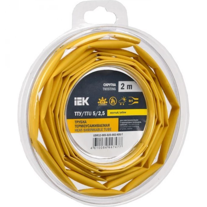 Трубка термоусадочная IEK ТТУ нг-LS 5/2.5 желт. (уп.2м) UDR12-005-D25-002-K05-T Трубка термоусадочная IEK ТТУ нг-LS 5/2.5 желт. (уп.2м) UDR12-005-D25-002-K05-T